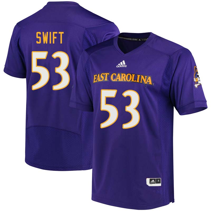 Men #53 Michael Swift East Carolina Pirates College Football Jerseys Sale-Purple